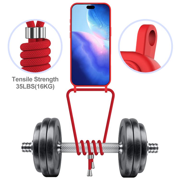 Integrated Card Bag Solid Color Liquid Silicone Phone Case with Lanyard