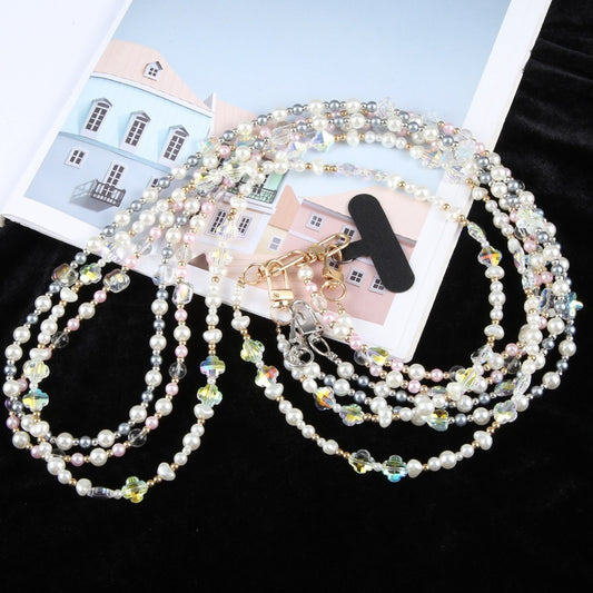 Phone Anti-lost Neck Chain Plastic Diamond Pearl Crossbody Lanyard