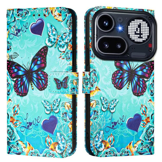 Colored Drawing Pattern Plain Weave Leather Phone Case, For Nothing Phone 4a Pro, For Nothing Phone 4a, For Nothing Phone 2a