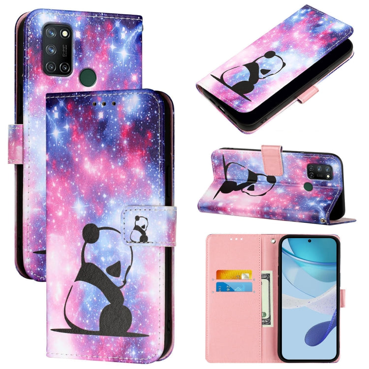 Colored Drawing Pattern Plain Weave Leather Phone Case, For Realme C17 / 7i