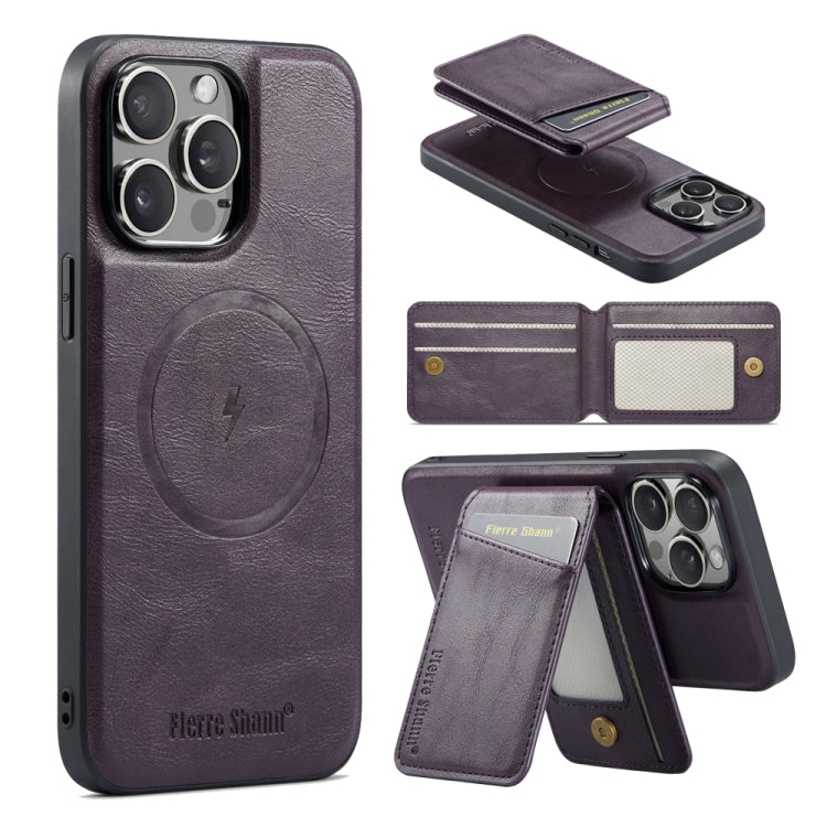 Fierre Shann Rindsleder vertikale Klapphülle mit Magnetverschluss und Kartenhalter, für iPhone 17e / 16e, für iPhone 17 Pro Max, für iPhone 17 Pro, für iPhone 17, für iPhone Air, für iPhone 16 Pro Max, für iPhone 16 Pro, für iPhone 16 Plus, für iPhone 16
