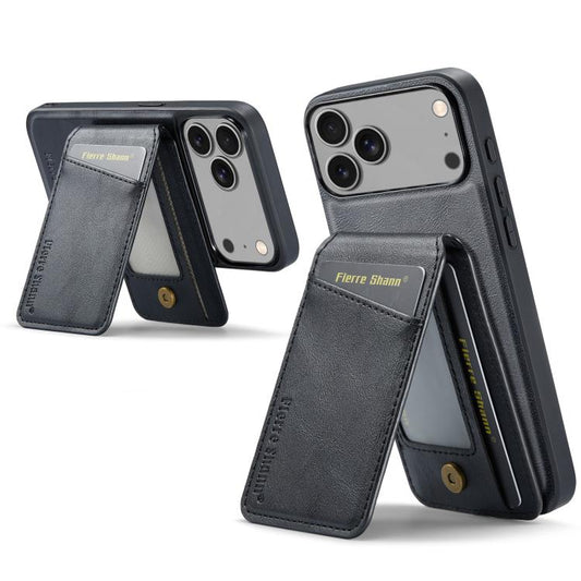 Fierre Shann Rindsleder vertikale Klapphülle mit Magnetverschluss und Kartenhalter, für iPhone 17e / 16e, für iPhone 17 Pro Max, für iPhone 17 Pro, für iPhone 17, für iPhone Air, für iPhone 16 Pro Max, für iPhone 16 Pro, für iPhone 16 Plus, für iPhone 16