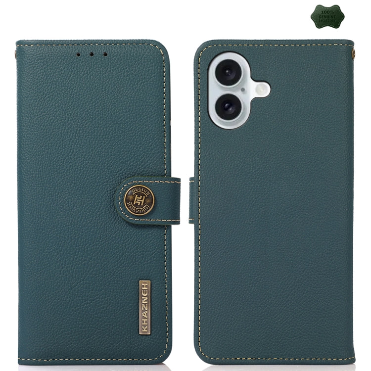 KHAZNEH Custer Genuine Leather RFID Phone Case, For iPhone 18 Pro / 17 Pro, For iPhone 18 Pro Max / 17 Pro Max, For iPhone 16e / 17e, For iPhone 17, For iPhone Air, For iPhone 16 Pro Max, For iPhone 16 Pro, For iPhone 16 Plus, For iPhone 16