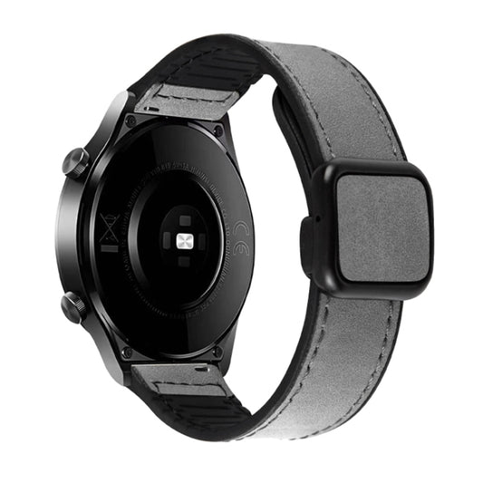 Crazy Horse Texture Fold Magnetic Buckle Leather Silicone Watch Band, 20mm, 22mm