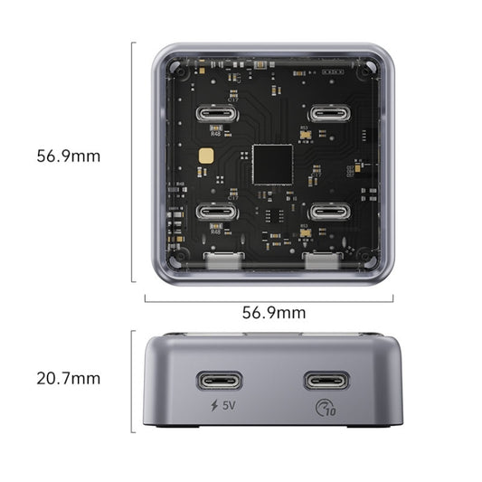 ORICO XHJ4C-G2 4-Port Compact Zinc Alloy USB Type-C 3.0 HUB Expand Converter, XHJ4C