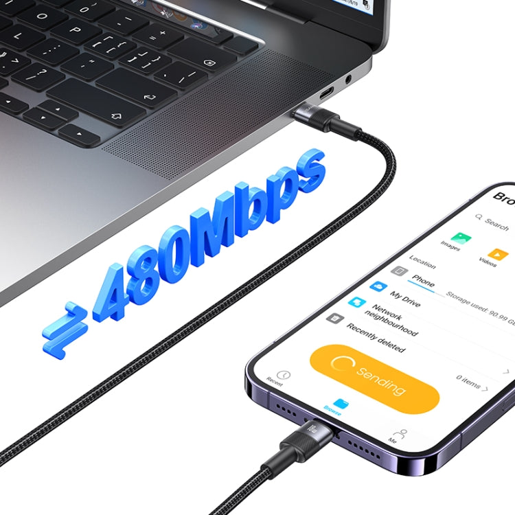 USAMS SJ729 30W USB-C/Type-C to 8 Pin Aluminum Alloy Data Cable, Length: 1.2m, SJ729