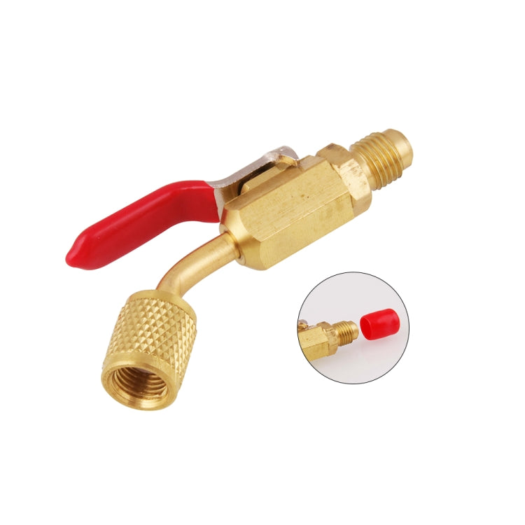 6 in 1 Car Air Conditioning Refrigerant Angled Compact Ball Valve for HVAC / AC Air Conditioning Maintenance, AG001-G