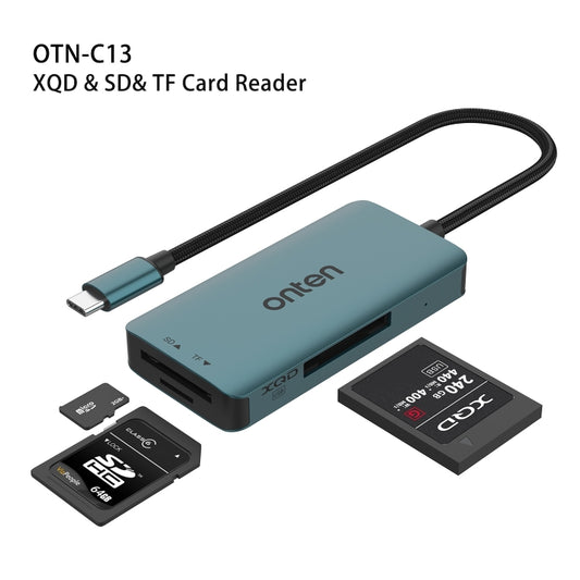 Onten C13 3 in 1 USB-C / Type-C to XQD & SD & TF Card Reader, C13