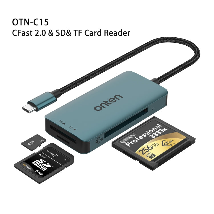 Onten C15 3 in 1 USB-C / Type-C to CFast 2.0 & SD & TF Card Reader, C15