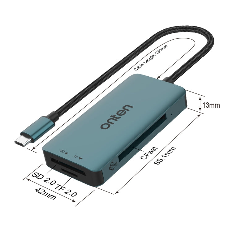 Onten C15 3 in 1 USB-C / Type-C to CFast 2.0 & SD & TF Card Reader, C15