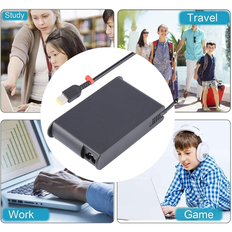 135W 20V 6.75A Laptop Notebook Power Adapter with Big Square USB Port For Lenovo Thinkpad / ThinkBook / Xiaoxin