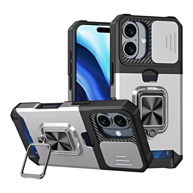 Camera Shield Card Slot PC+TPU Phone Case, For iPhone 18 Pro / 17 Pro, For iPhone 18 Pro Max / 17 Pro Max, For iPhone Air, For iPhone 16 Pro Max, For iPhone 16 Pro, For iPhone 16 Plus, For iPhone 16