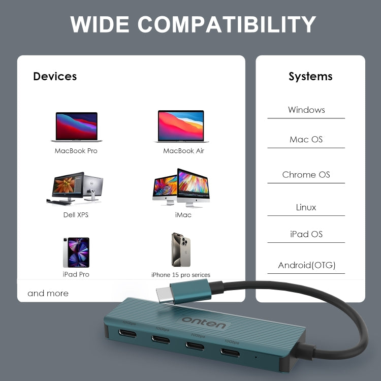 Onten UC620 10Gbps USB-C / Type-C to USB 3.2 Gen2 4 in 1 Multi-function HUB Docking Station, UC620