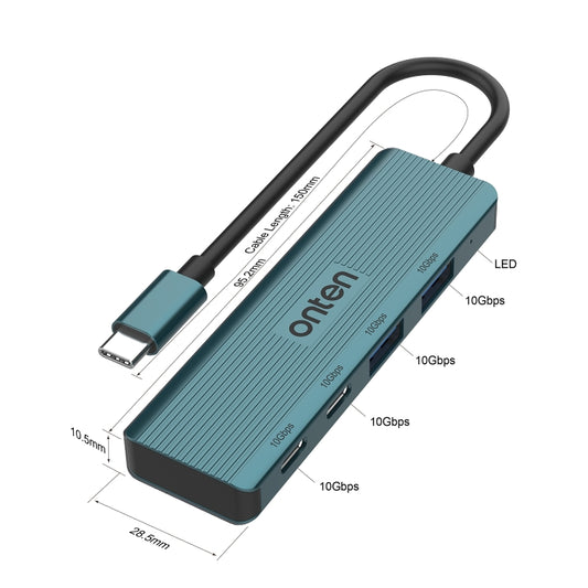 Onten UC622 10Gbps USB-C / Type-C to 2 x USB + 2 x USB-C / Type-C 4 in 1 HUB Docking Station, UC622