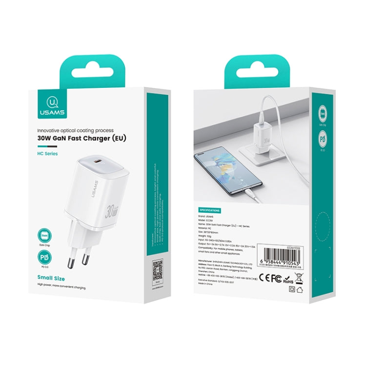USAMS CC251 30W USB-C / Type-C GaN Fast Charger, EU Plug, CC251
