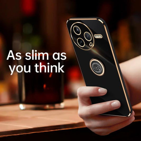 XINLI Straight Edge 6D Electroplate TPU Phone Case with Ring Holder, For Redmi K80, For Redmi Note 14 Pro 4G Global, For Redmi Note 14 4G 163.25mm, For Redmi Note 14 5G Global, For Redmi K70 Ultra, For Redmi 13 4G, For Xiaomi Redmi Turbo 3