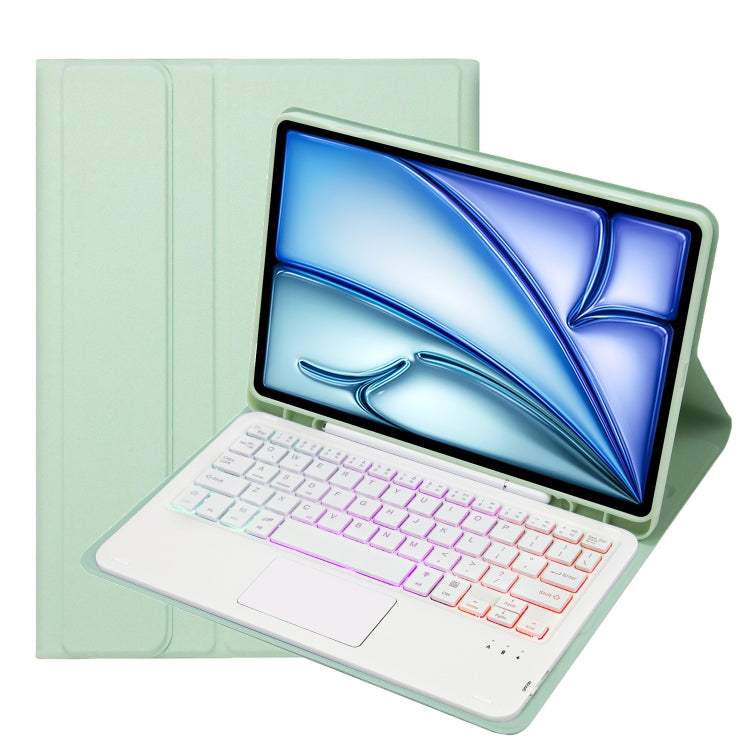 A098B-AS Detachable Ultra-Thin Backlit Bluetooth Touch Keyboard Leather Tablet Case with Pen Slot, For iPad Air 11 2025 / 2024 / Air 5 10.9 / Air 4
