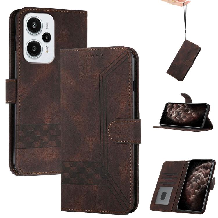 Cubic Skin Feel Flip Leather Phone Case, For Redmi 13 4G, For Redmi Turbo 3 / Poco F6, For Redmi Note 13R Pro / Poco X6 Neo, For Redmi Note 12 Turbo / Poco F5