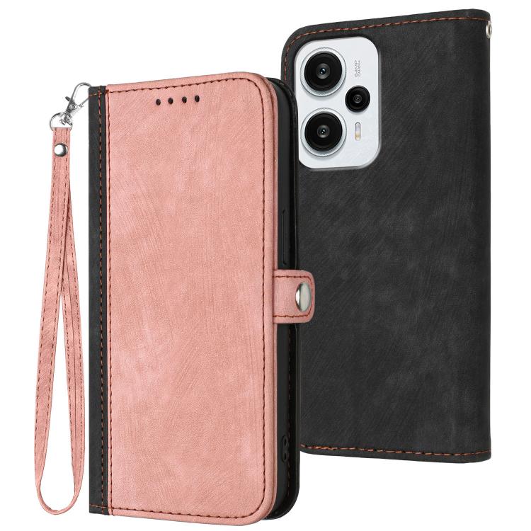 Side Buckle Double Fold Hand Strap Leather Phone Case, For Redmi Note 14 5G, For Redmi Note 14 Pro+ 5G, For Redmi Note 14 Pro 5G, For Redmi 13 4G, For Redmi Turbo 3 / Poco F6, For Redmi Note 13R Pro / X6 Neo, For Redmi Note 12 Turbo / Poco F5