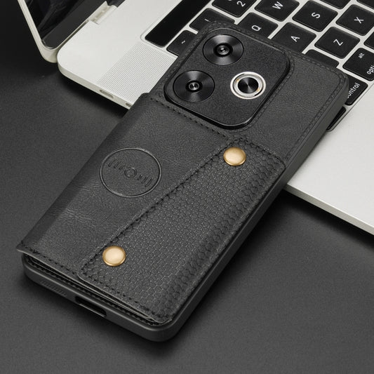 Double Buckle Card Slots Magnetic Phone Case, For Redmi Turbo 3