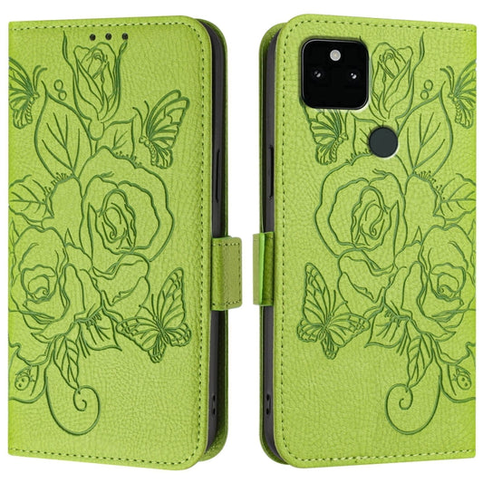 Embossed Rose RFID Anti-theft Leather Phone Case, For Google Pixel 5a, For Google Pixel 5, For Google Pixel 5 XL / 4a 5G