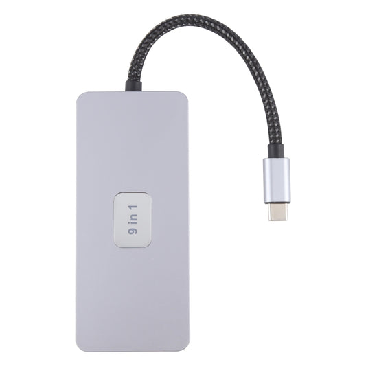 BYL-2318 9 in 1 USB-C / Type-C to USB3.0+Type-C+1000M Ethernet+HDTV+SD / TF Dual Card Slot Docking Station, BYL-2318