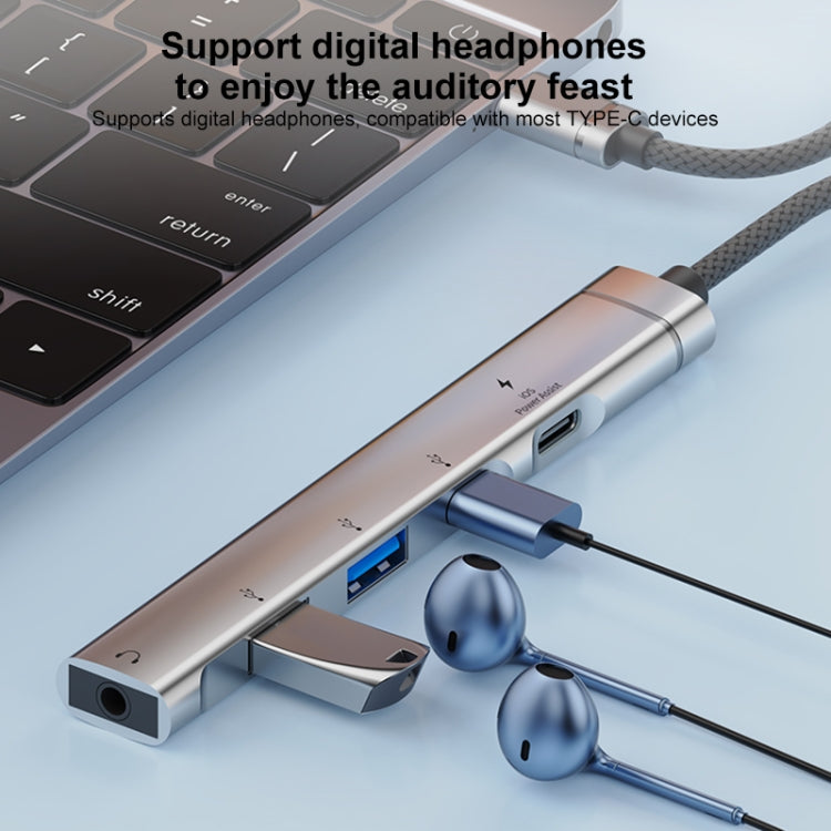 5 in 1 USB-C / Type-C Interface Multi-function HUB Adapter, 5 in 1 (Silver), 5 in 1 (Grey)