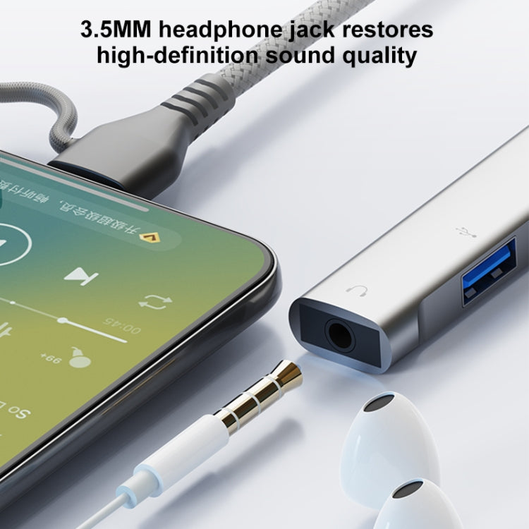 5 in 2 Multi-function HUB Adapter, USB-C / Type-C + 8 Pin, USB-C / Type-C + USB-A