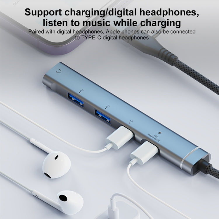 5 in 2 Multi-function HUB Adapter, USB-C / Type-C + 8 Pin, USB-C / Type-C + USB-A