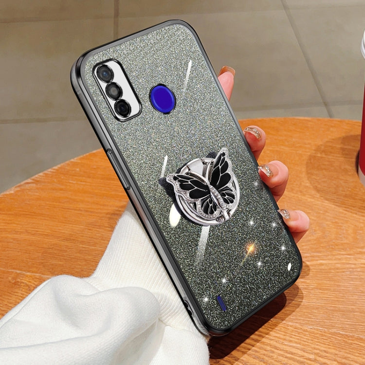 Plated Gradient Glitter Butterfly Holder TPU Phone Case, For Tecno Pova 6 Pro, For Tecno Spark 10C, For Tecno Spark 10 Pro, For Tecno Pop 5 Pro, For Tecno Spark Go 2022, For Tecno Pop 5 LTE, For Tecno Spark Go 2020
