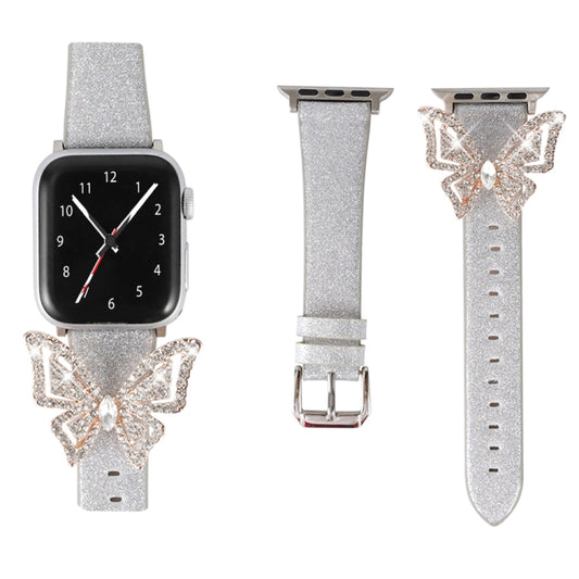 Bowknot Glitter Diamond Replacement Strap Watchband, For Apple Watch 5 & 4 44mm / 3 & 2 & 1 42mm