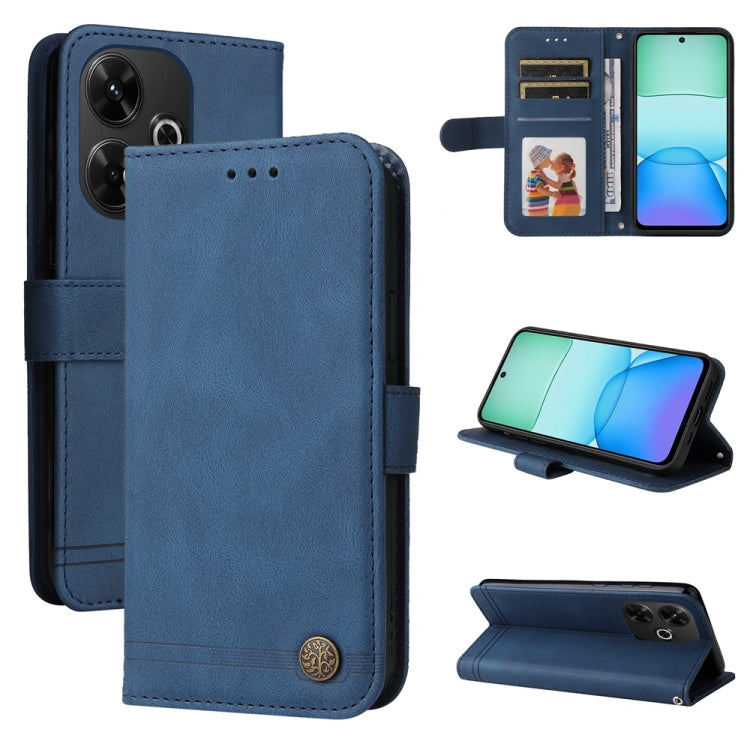 Étui de téléphone en cuir avec bouton métallique Arbre de vie, pour Redmi Note 14 4G 163.25mm Global, pour Redmi Note 14 5G, pour Redmi Note 14 Pro 5G / Note 14 Pro+ 5G, pour Redmi 14C 4G, pour Redmi K70 Ultra, pour Redmi 13 4G / Redmi Note 13R