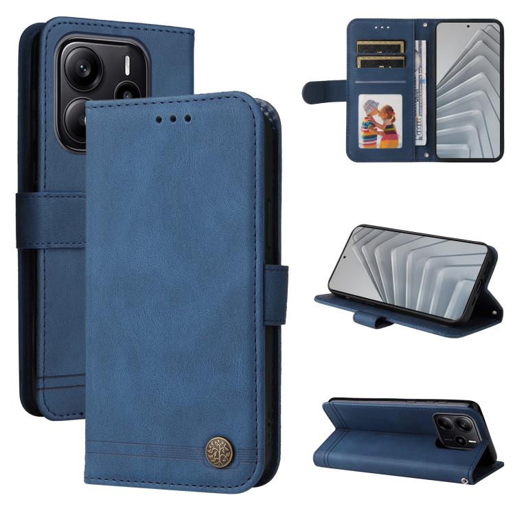 Étui de téléphone en cuir avec bouton métallique Life Tree, toucher agréable, pour Redmi 15a 5G, pour Redmi Turbo 5 Max 5G / Poco X8 Pro Max 5G, pour Redmi Turbo 5 5G / Poco X8 Pro 5G, pour Redmi Note 15 Pro+ 5G 163.3mm / Poco M8 Pro 5G