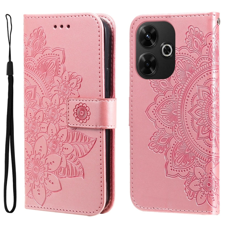 Seven-petal Flowers Embossing Leather Phone Case, For Redmi Note 14 4G 163.25mm Global, For Redmi Note 14 5G, For Redmi Note 14 Pro 5G / Note 14 Pro+ 5G, For Redmi 14C 4G, For Redmi K70 Ultra, For Redmi 13 4G / Redmi Note 13R