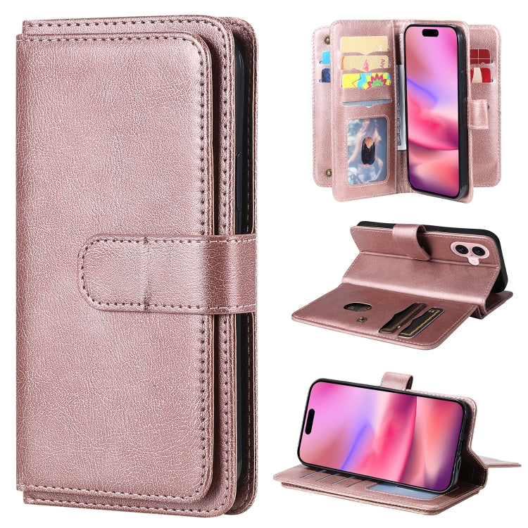 Multi-Function Wallet 10 Card Slots Leather Phone Case, For iPhone 18 Pro / 17 Pro, For iPhone 18 Pro Max / 17 Pro Max, For iPhone 17e / 16e, For iPhone 17, For iPhone Air, For iPhone 16 Pro Max, For iPhone 16 Pro, For iPhone 16 Plus, For iPhone 16