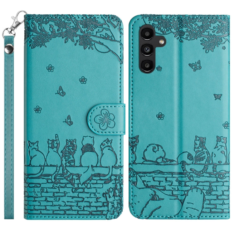 Cat Embossing Pattern Leather Phone Case with Lanyard, For Samsung Galaxy S25 FE 5G, For Samsung Galaxy S25 5G, For Samsung Galaxy S25+ 5G, For Samsung Galaxy S25 Ultra 5G, For Samsung Galaxy S24 FE 5G