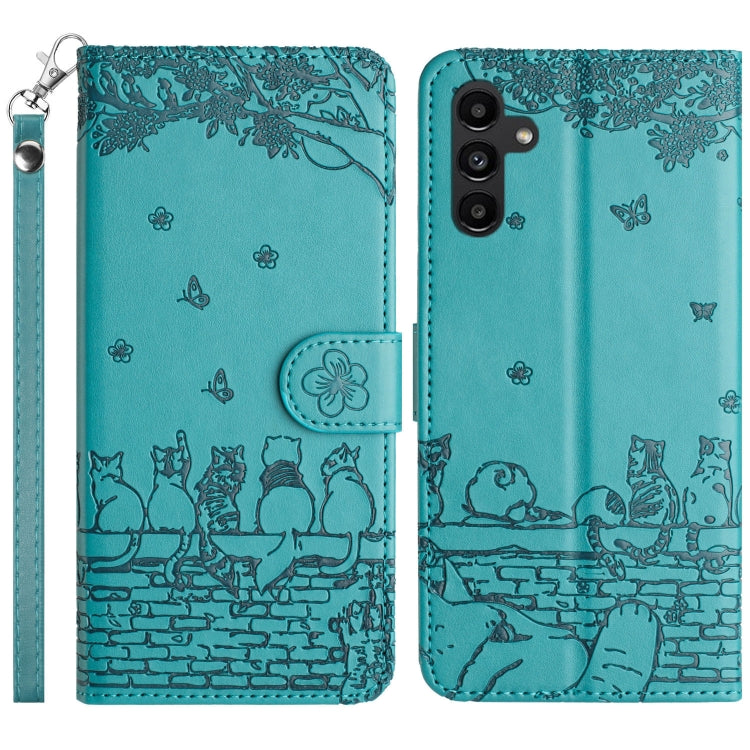 Cat Embossing Pattern Leather Phone Case with Lanyard, For Samsung Galaxy S25 FE 5G, For Samsung Galaxy S25 5G, For Samsung Galaxy S25+ 5G, For Samsung Galaxy S25 Ultra 5G, For Samsung Galaxy S24 FE 5G