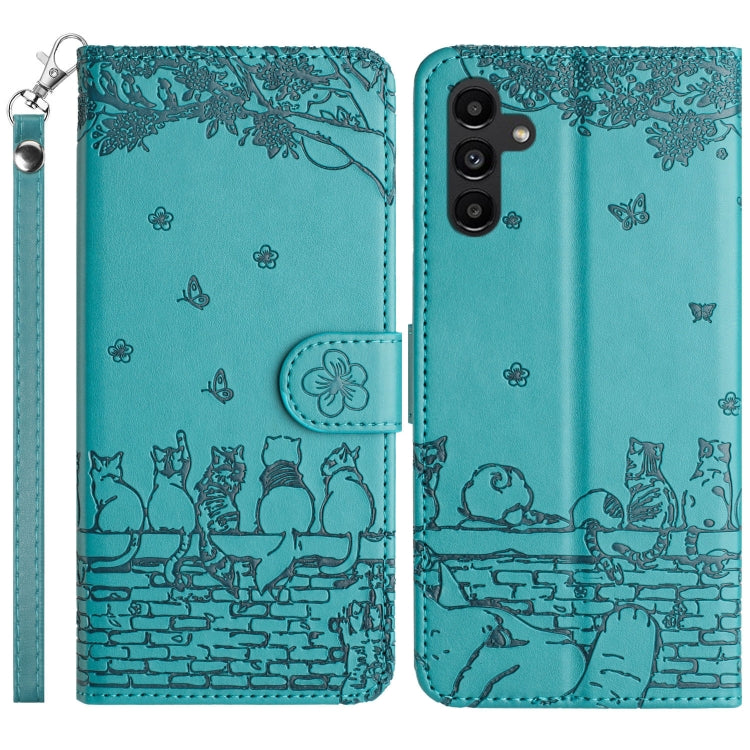 Cat Embossing Pattern Leather Phone Case with Lanyard, For Samsung Galaxy S25 FE 5G, For Samsung Galaxy S25 5G, For Samsung Galaxy S25+ 5G, For Samsung Galaxy S25 Ultra 5G, For Samsung Galaxy S24 FE 5G