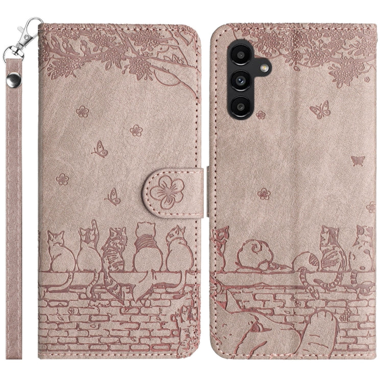 Cat Embossing Pattern Leather Phone Case with Lanyard, For Samsung Galaxy S25 FE 5G, For Samsung Galaxy S25 5G, For Samsung Galaxy S25+ 5G, For Samsung Galaxy S25 Ultra 5G, For Samsung Galaxy S24 FE 5G