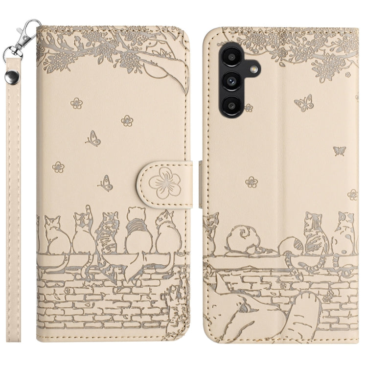 Cat Embossing Pattern Leather Phone Case with Lanyard, For Samsung Galaxy S25 FE 5G, For Samsung Galaxy S25 5G, For Samsung Galaxy S25+ 5G, For Samsung Galaxy S25 Ultra 5G, For Samsung Galaxy S24 FE 5G