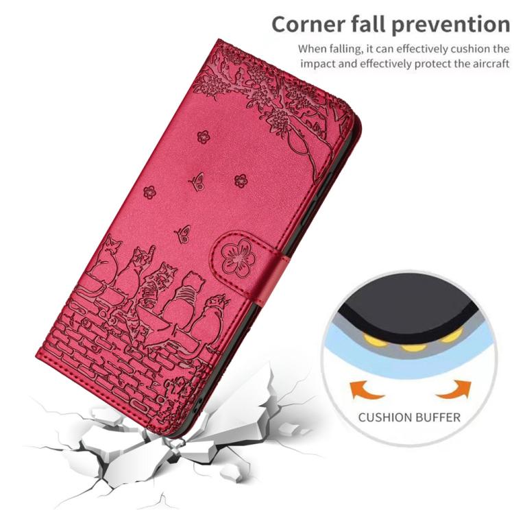 Cat Embossing Pattern Leather Phone Case with Lanyard, For Samsung Galaxy S25 FE 5G, For Samsung Galaxy S25 5G, For Samsung Galaxy S25+ 5G, For Samsung Galaxy S25 Ultra 5G, For Samsung Galaxy S24 FE 5G
