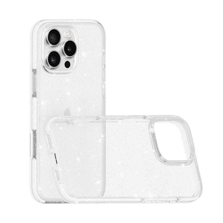 Dual Color Clear Glitter TPU + TPE Full Coverage Phone Case, For iPhone 18 Pro / 17 Pro, For iPhone 18 Pro Max / 17 Pro Max, For iPhone 17, For iPhone Air, For iPhone 16 Pro Max, For iPhone 16 Pro, For iPhone 16 Plus, For iPhone 16, For iPhone 15 Pro M...