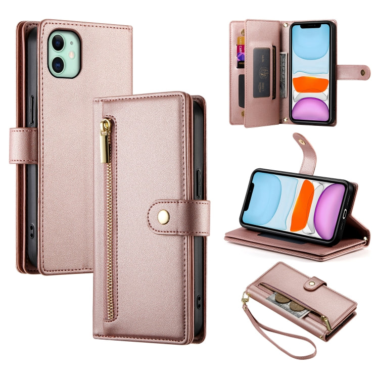 Nine Card-slot Zipper Wallet Bag Leather Phone Case