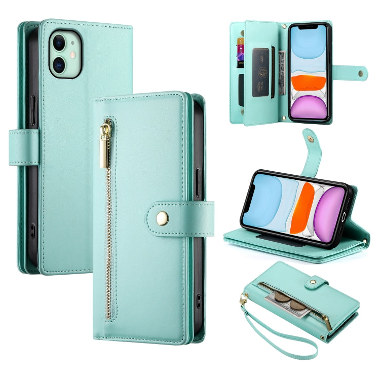 Nine Card-slot Zipper Wallet Bag Leather Phone Case