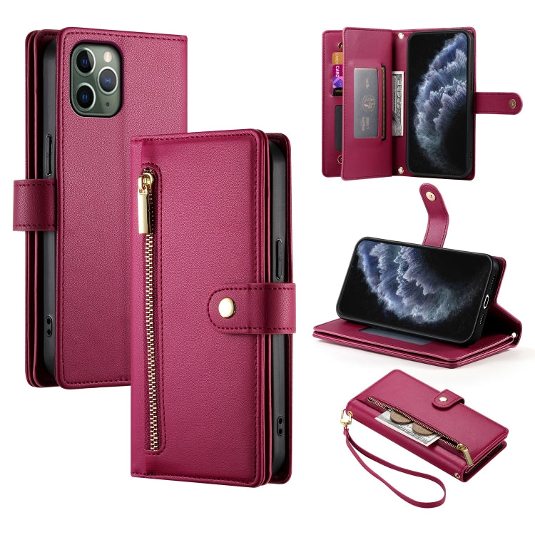 Nine Card-slot Zipper Wallet Bag Leather Phone Case
