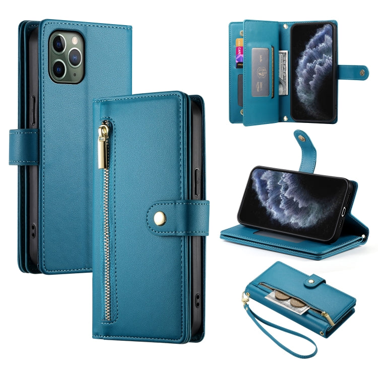 Nine Card-slot Zipper Wallet Bag Leather Phone Case