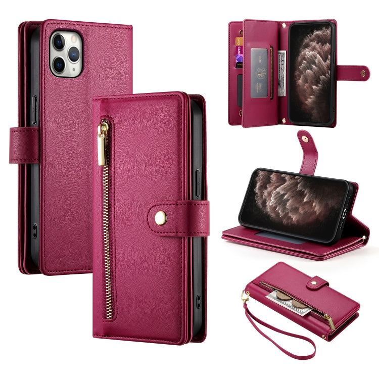 Nine Card-slot Zipper Wallet Bag Leather Phone Case