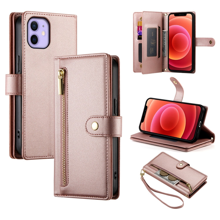 Nine Card-slot Zipper Wallet Bag Leather Phone Case