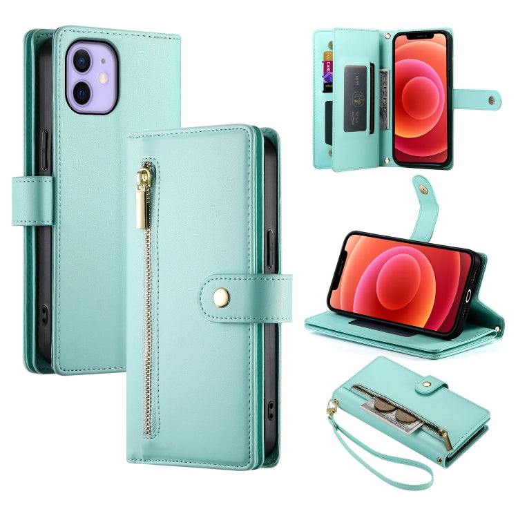 Nine Card-slot Zipper Wallet Bag Leather Phone Case
