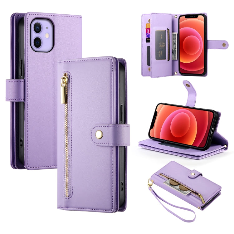 Nine Card-slot Zipper Wallet Bag Leather Phone Case